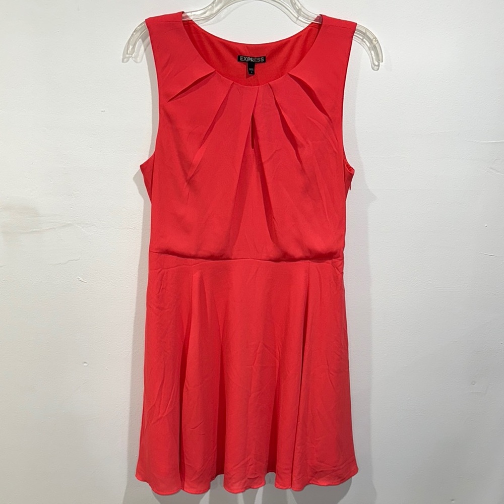 Express Coral Pleated Sundress for Wedding Guests